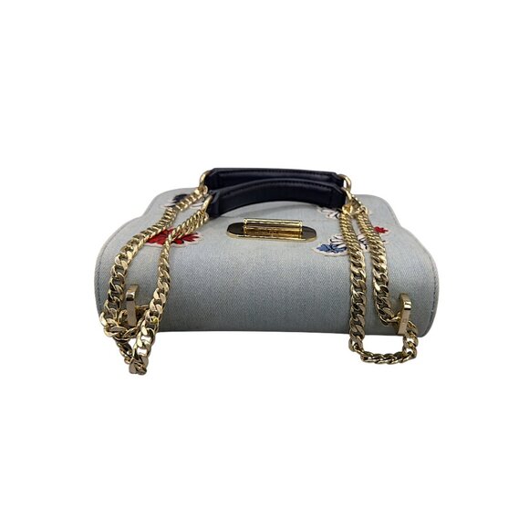 Tommy Hilfiger Embroidered Denim Crossbody Bag with Gold Chain Strap - Picture 4 of 16
